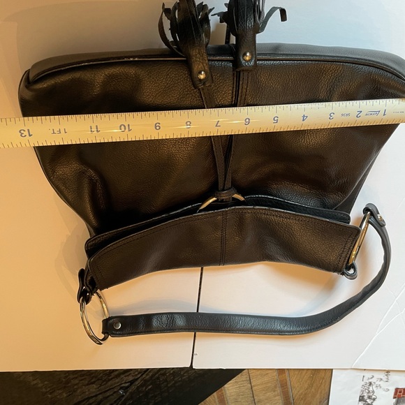 Alfani Soft Black Leather Shoulder Bag with Silver Color Closure - Picture 4 of 8